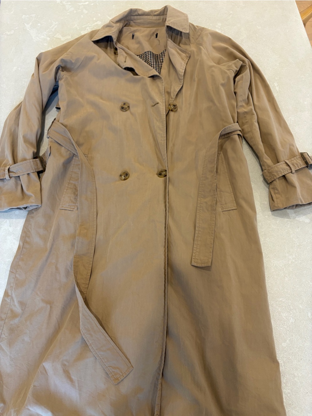 Zara Tan Double-Breasted Trench Coat